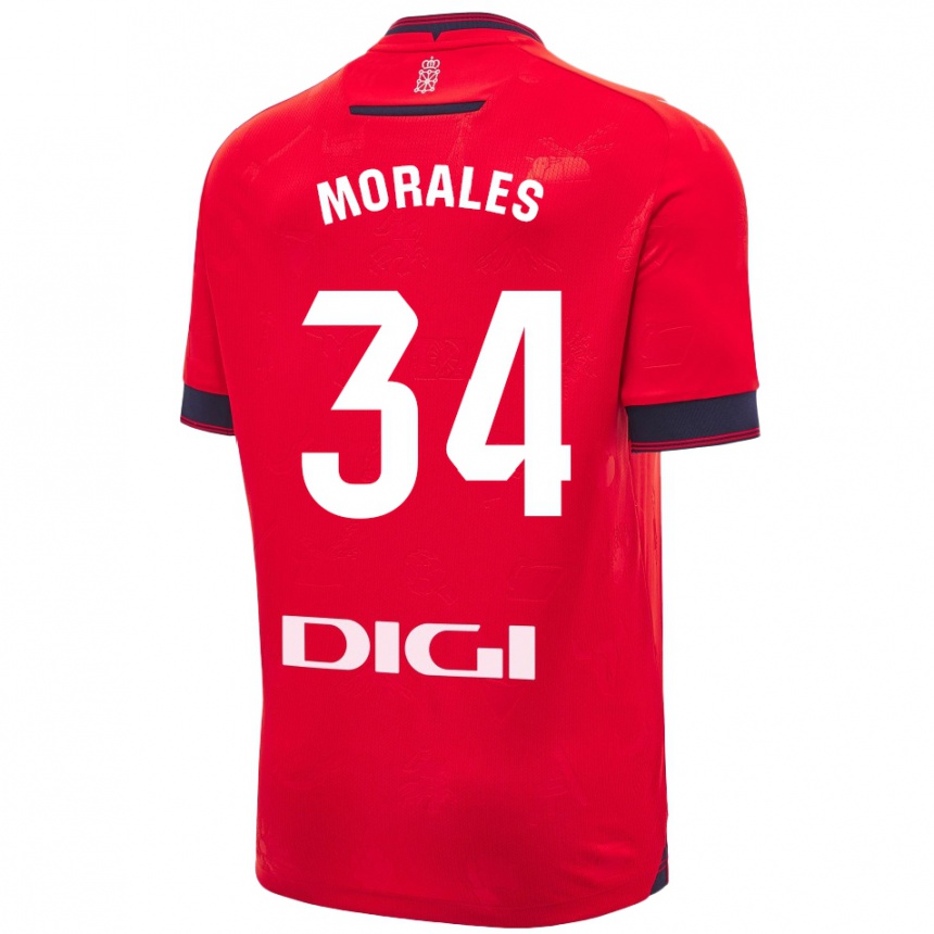 Kids Football Anai Morales #34 Red White Home Jersey 2024/25 T-Shirt