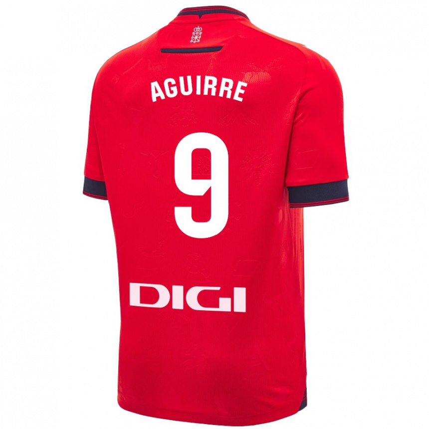 Kids Football Jorge Aguirre #9 Red White Home Jersey 2024/25 T-Shirt