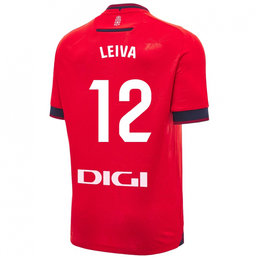 Kids Football Álvaro Leiva #12 Red White Home Jersey 2024/25 T-Shirt