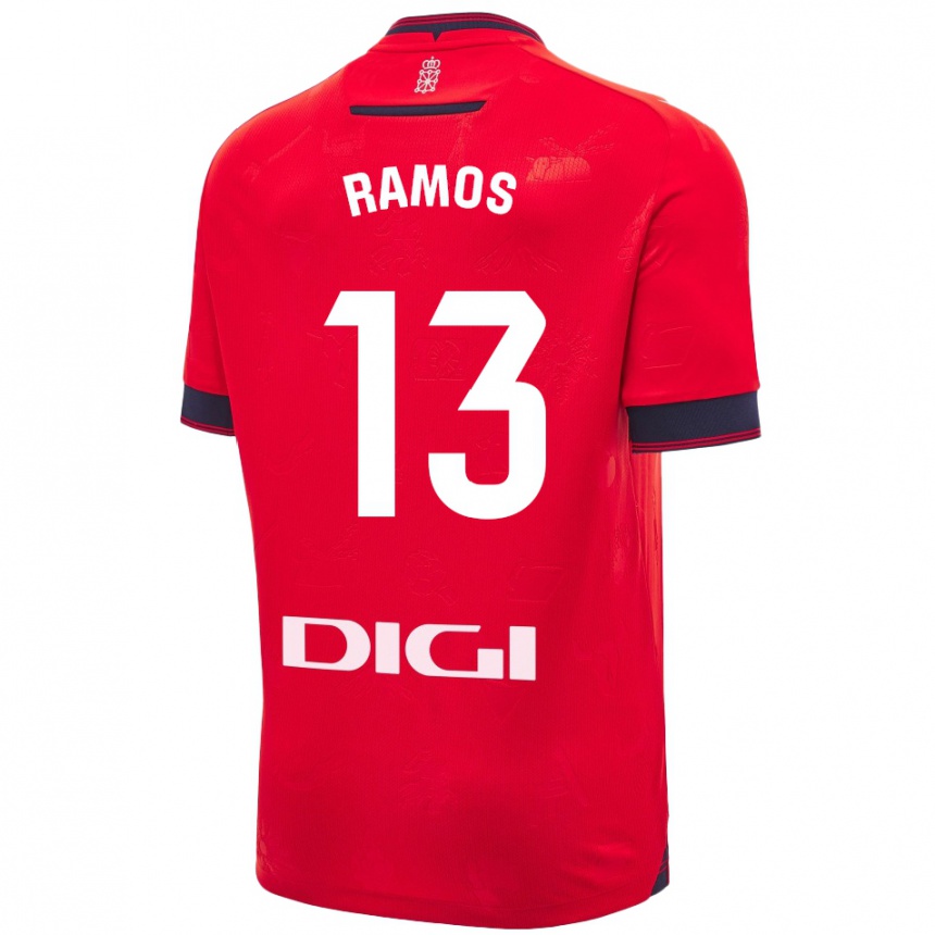 Kids Football Darío Ramos #13 Red White Home Jersey 2024/25 T-Shirt