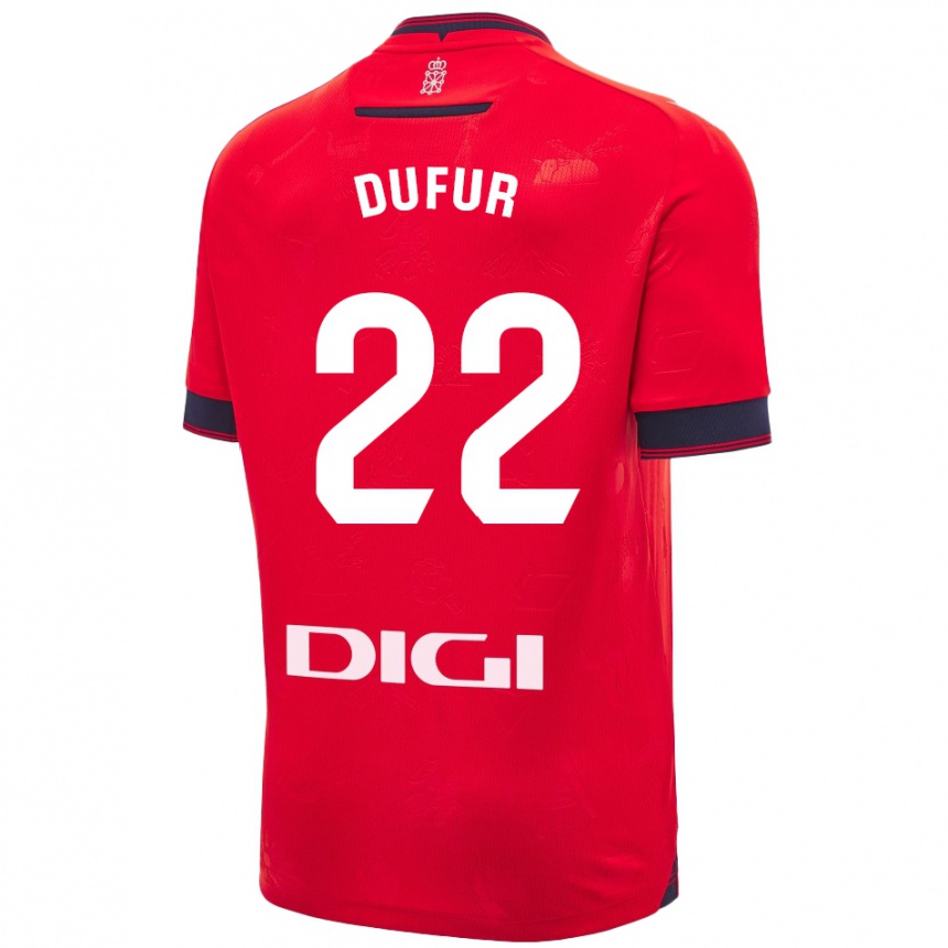 Kids Football Ander Dufur #22 Red White Home Jersey 2024/25 T-Shirt