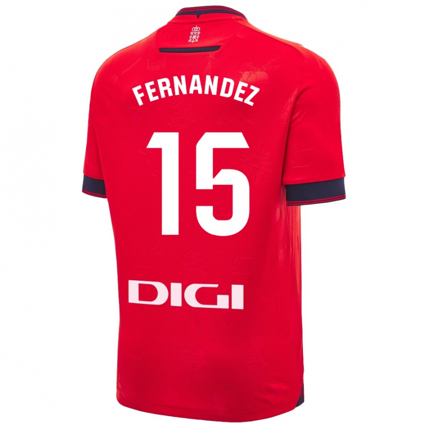 Kids Football Leyre Fernández Sánchez #15 Red White Home Jersey 2024/25 T-Shirt