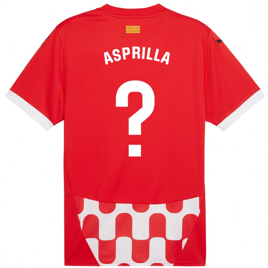 Kids Football Yáser Asprilla #0 Red White Home Jersey 2024/25 T-Shirt