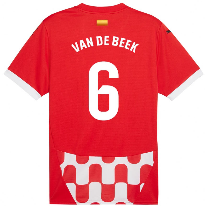 Kids Football Donny Van De Beek #6 Red White Home Jersey 2024/25 T-Shirt