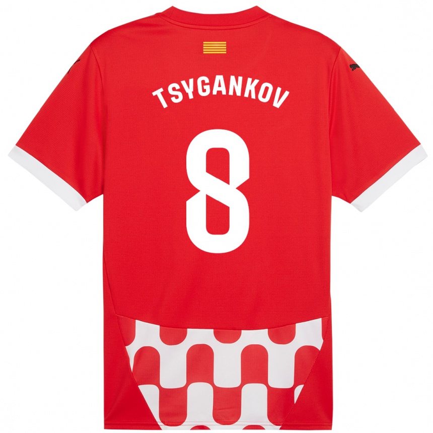 Kids Football Viktor Tsygankov #8 Red White Home Jersey 2024/25 T-Shirt