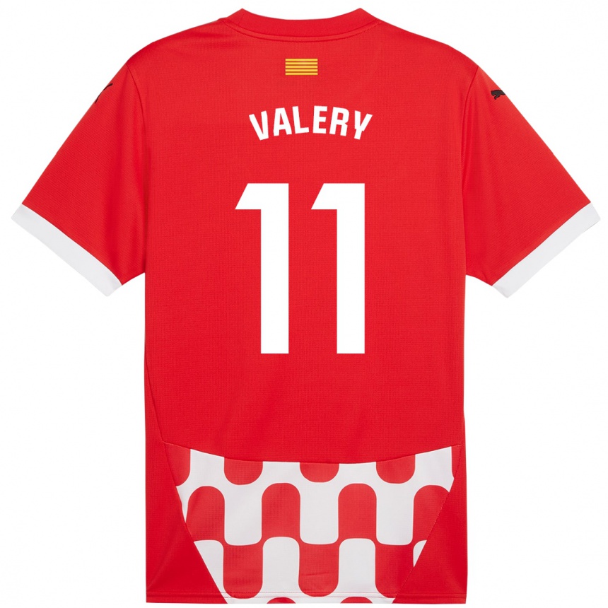 Kids Football Valery Fernández #11 Red White Home Jersey 2024/25 T-Shirt