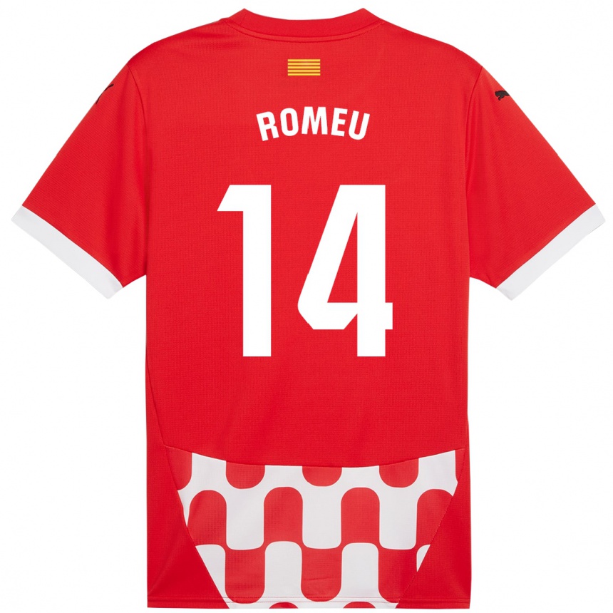 Kids Football Oriol Romeu #14 Red White Home Jersey 2024/25 T-Shirt