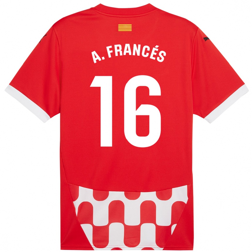 Kids Football Alejandro Francés #16 Red White Home Jersey 2024/25 T-Shirt