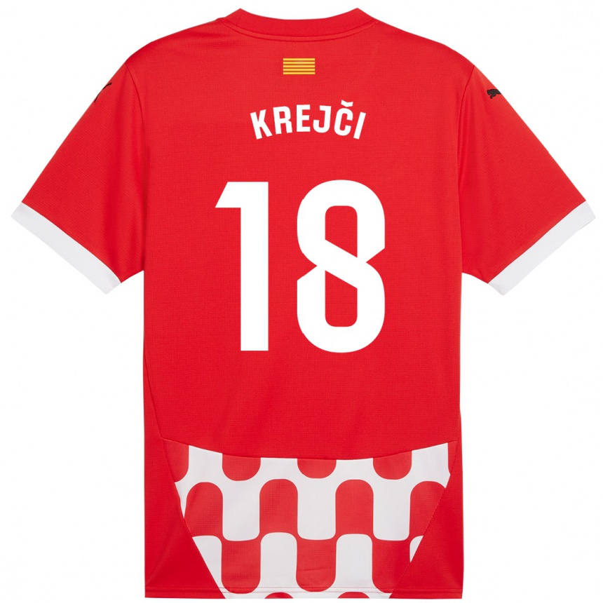 Kids Football Ladislav Krejci #18 Red White Home Jersey 2024/25 T-Shirt