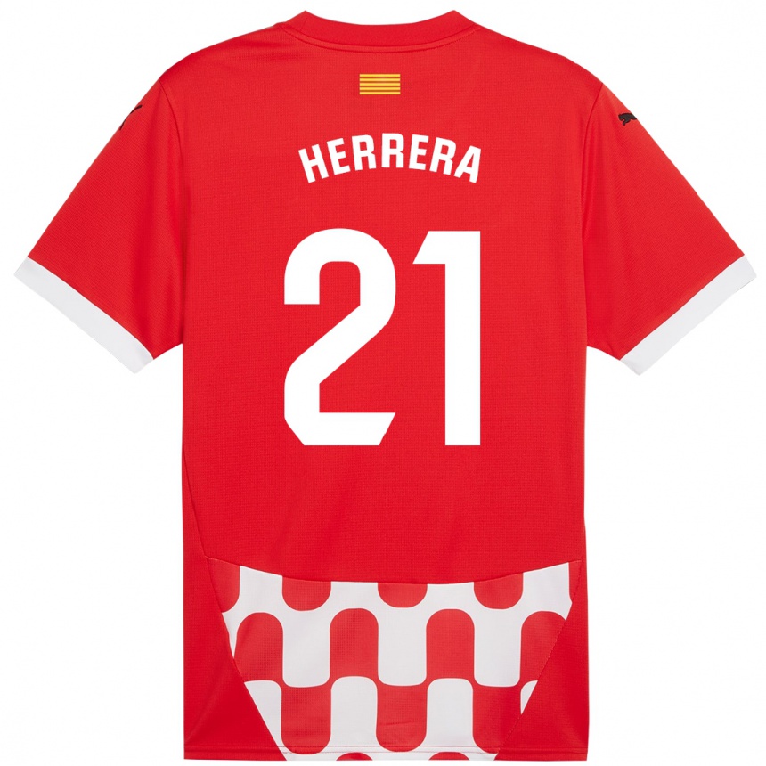 Kids Football Yangel Herrera #21 Red White Home Jersey 2024/25 T-Shirt