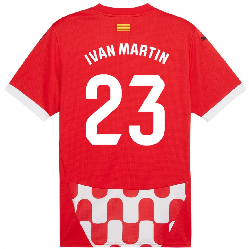 Kids Football Iván Martín #23 Red White Home Jersey 2024/25 T-Shirt