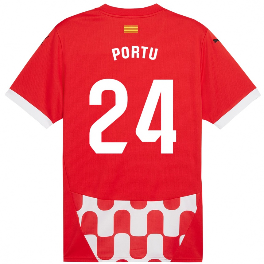 Kids Football Portu #24 Red White Home Jersey 2024/25 T-Shirt