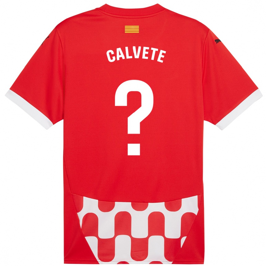 Kids Football Pablo Calvete #0 Red White Home Jersey 2024/25 T-Shirt