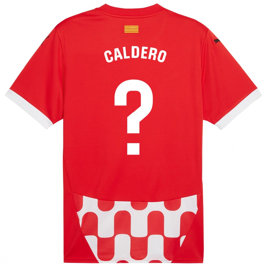 Kids Football Nil Caldero #0 Red White Home Jersey 2024/25 T-Shirt