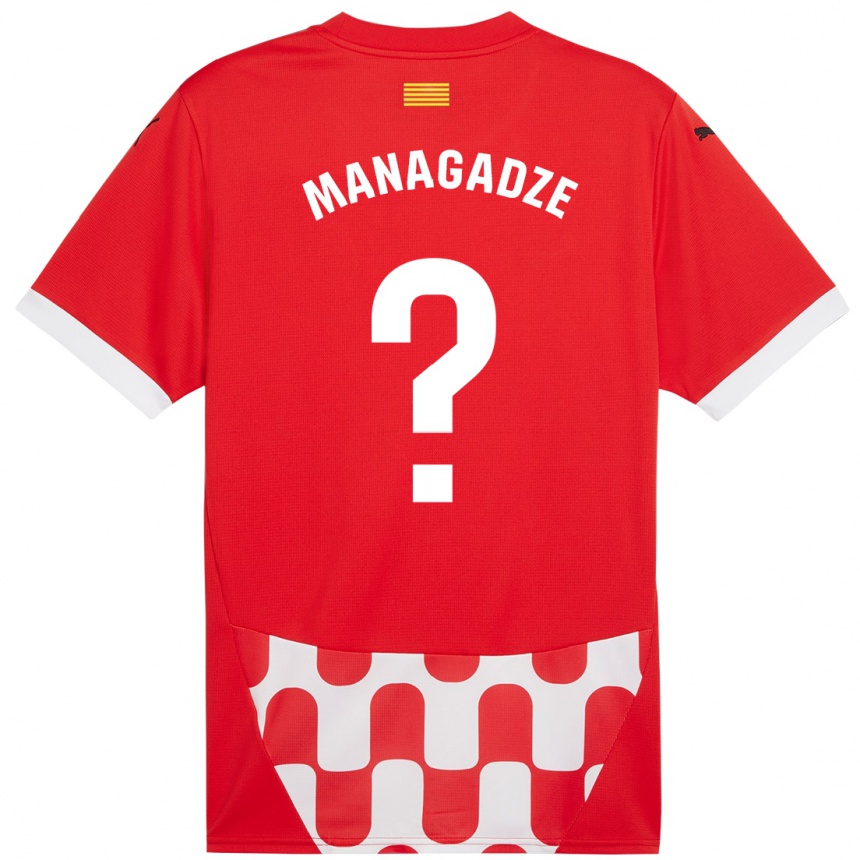 Kids Football Luka Managadze #0 Red White Home Jersey 2024/25 T-Shirt