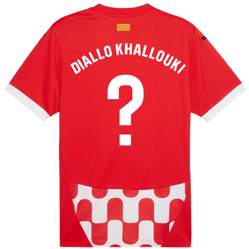 Kids Football Siaka Diallo Khallouki #0 Red White Home Jersey 2024/25 T-Shirt