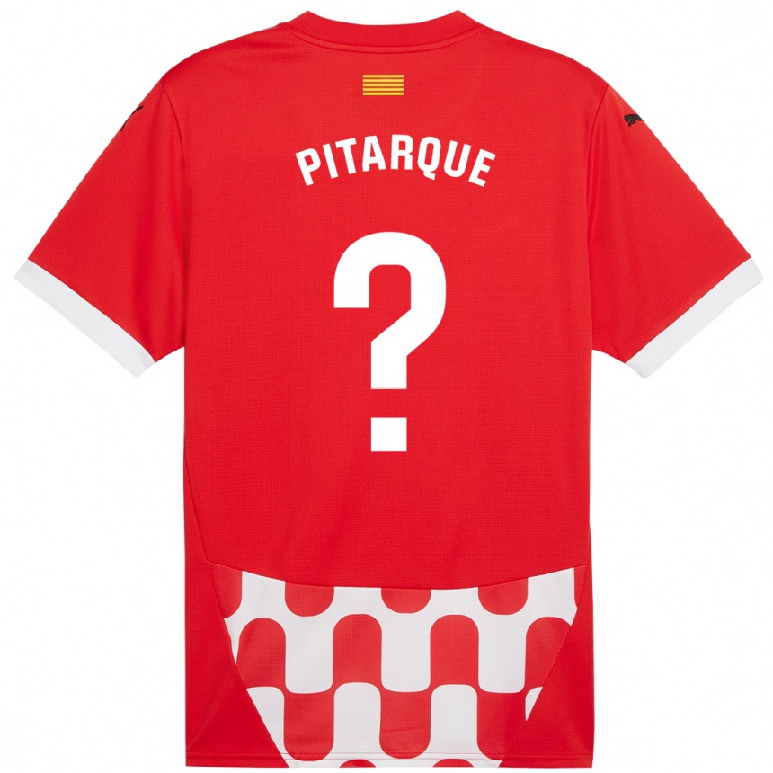 Kids Football Víctor Pitarque #0 Red White Home Jersey 2024/25 T-Shirt