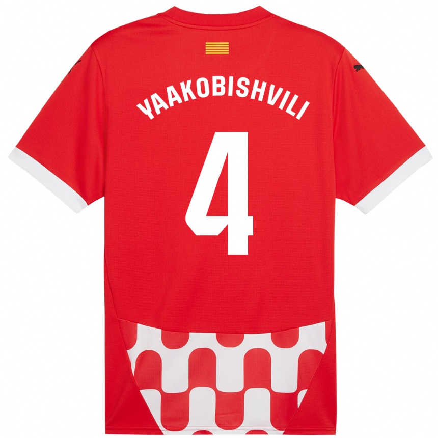 Kids Football Antal Yaakobishvili #4 Red White Home Jersey 2024/25 T-Shirt