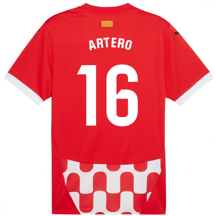 Kids Football Ricard Artero #16 Red White Home Jersey 2024/25 T-Shirt