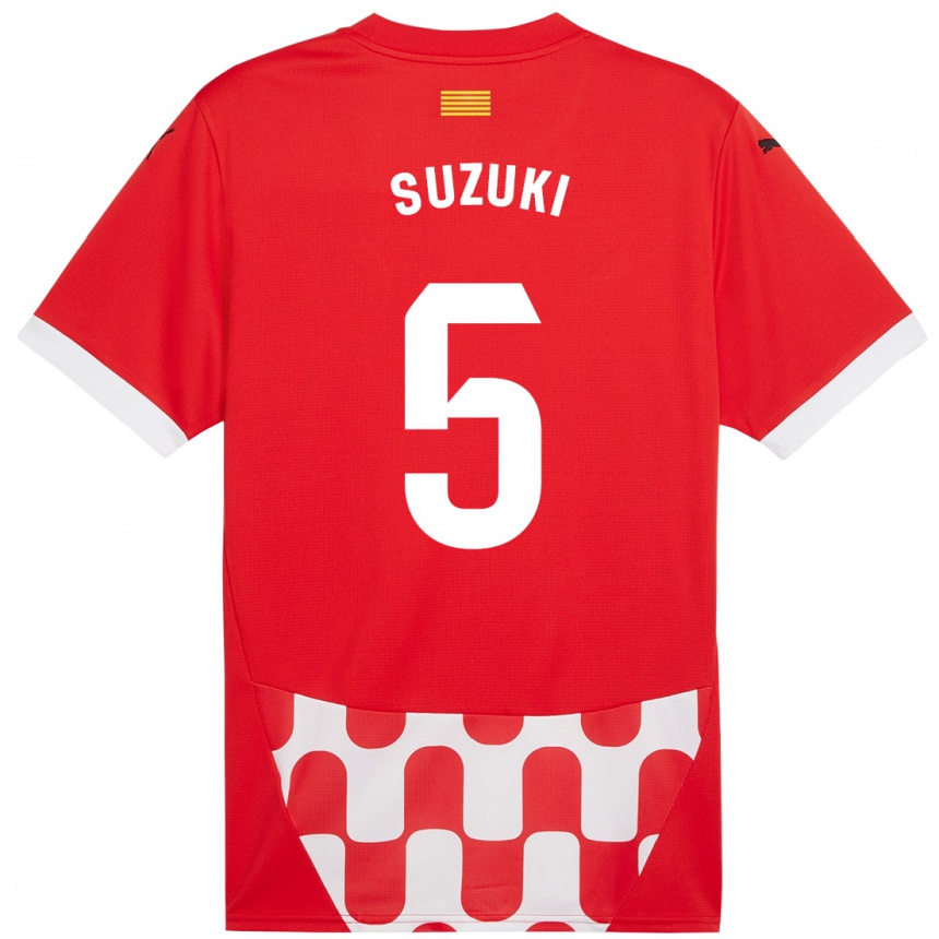 Kids Football Wadi Ibrahim Suzuki #5 Red White Home Jersey 2024/25 T-Shirt