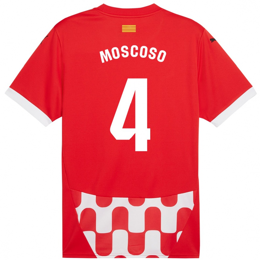 Kids Football Miriam Moscoso #4 Red White Home Jersey 2024/25 T-Shirt