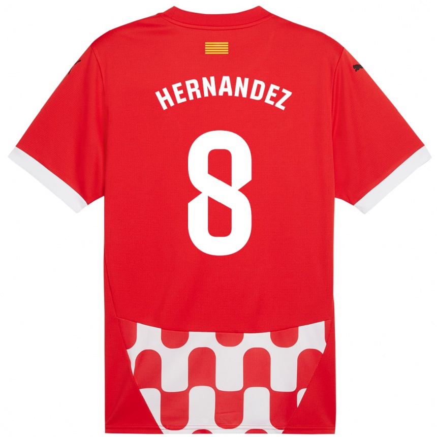 Kids Football Sofia Hernández #8 Red White Home Jersey 2024/25 T-Shirt