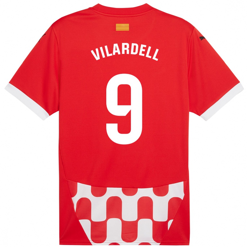 Kids Football Júlia Vilardell #9 Red White Home Jersey 2024/25 T-Shirt