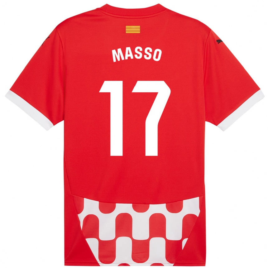 Kids Football Ainoa Massó #17 Red White Home Jersey 2024/25 T-Shirt