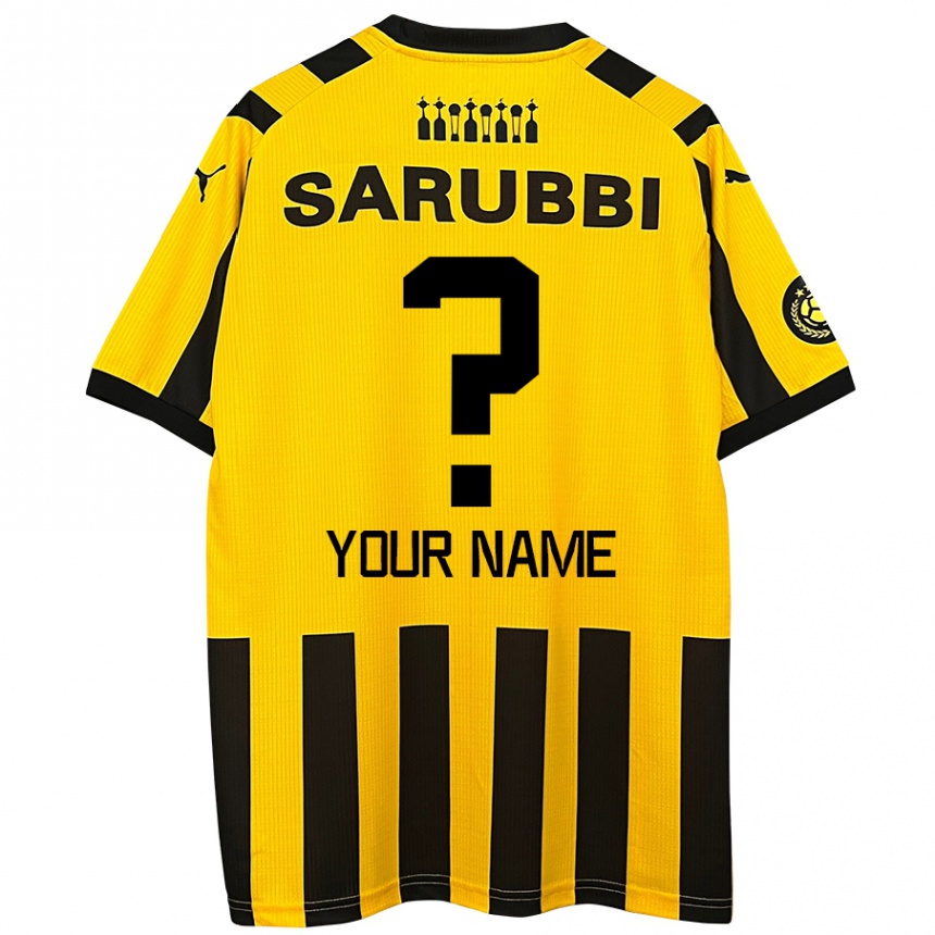 Kids Football Your Name #0 Yellow Black Home Jersey 2024/25 T-Shirt