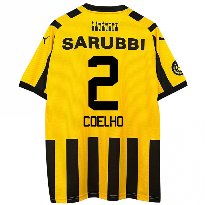 Kids Football Léo Coelho #2 Yellow Black Home Jersey 2024/25 T-Shirt