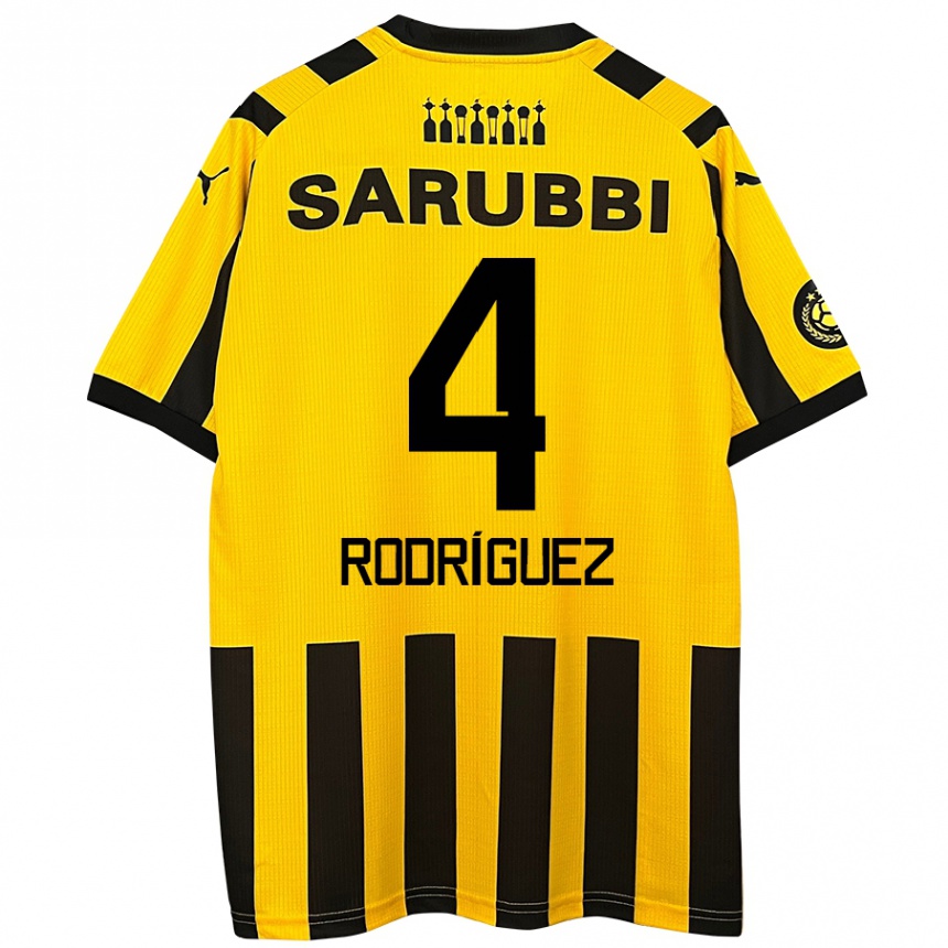 Kids Football Guzmán Rodríguez #4 Yellow Black Home Jersey 2024/25 T-Shirt