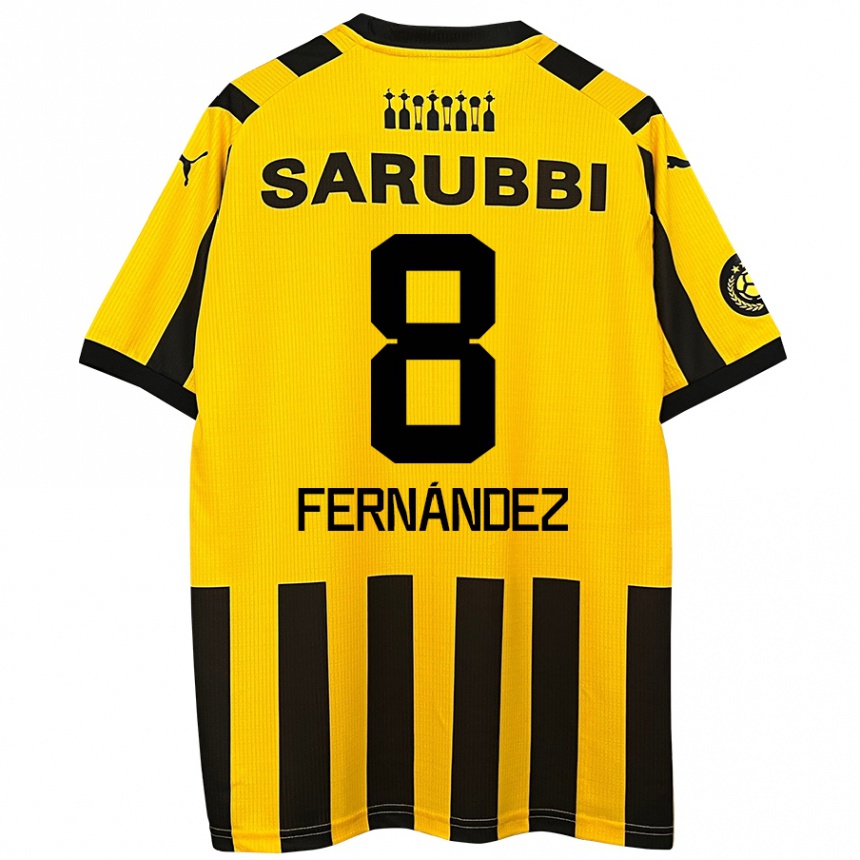 Kids Football Leonardo Fernández #8 Yellow Black Home Jersey 2024/25 T-Shirt