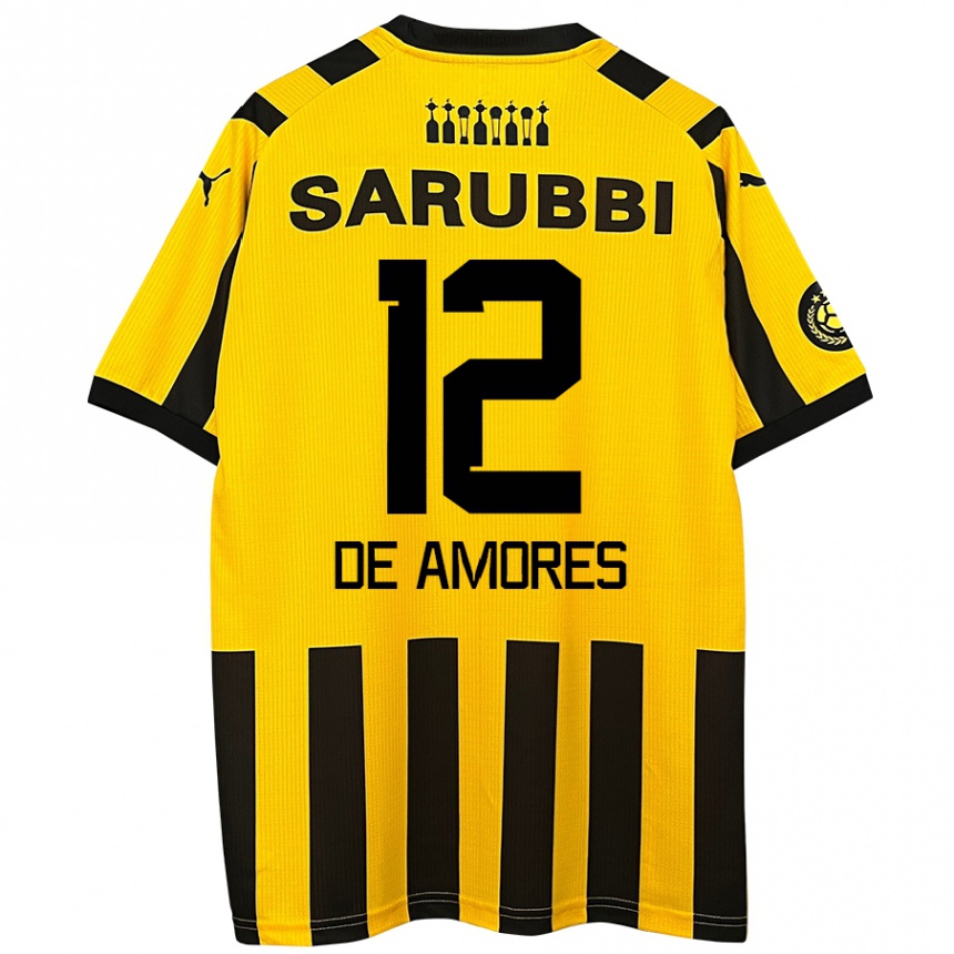 Kids Football Guillermo De Amores #12 Yellow Black Home Jersey 2024/25 T-Shirt