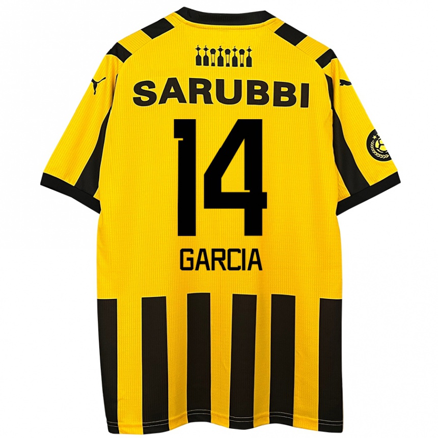 Kids Football Damián García #14 Yellow Black Home Jersey 2024/25 T-Shirt