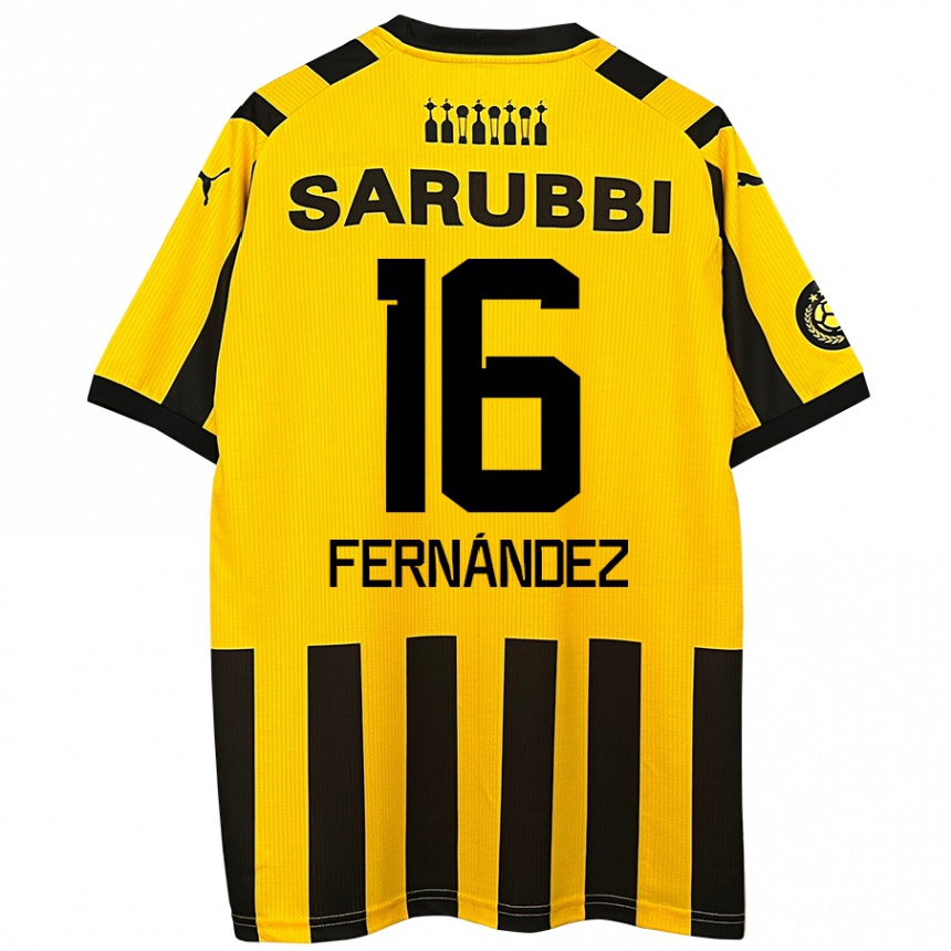 Kids Football Adrián Fernández #16 Yellow Black Home Jersey 2024/25 T-Shirt