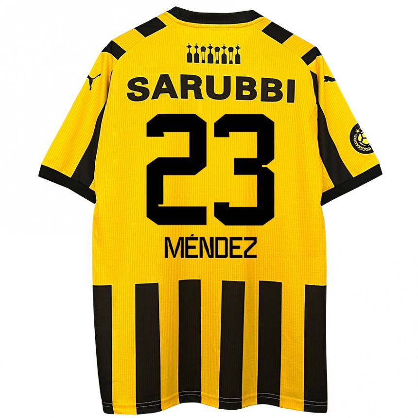 Kids Football Javier Méndez #23 Yellow Black Home Jersey 2024/25 T-Shirt