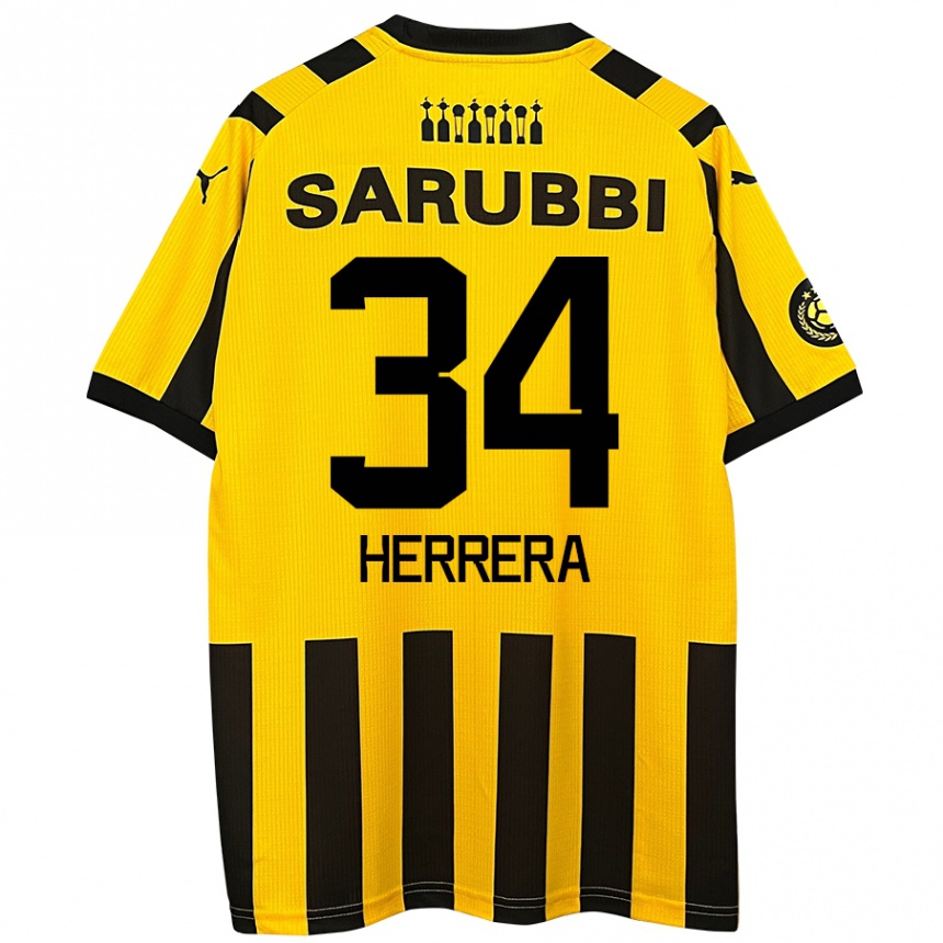 Kids Football Nahuel Herrera #34 Yellow Black Home Jersey 2024/25 T-Shirt