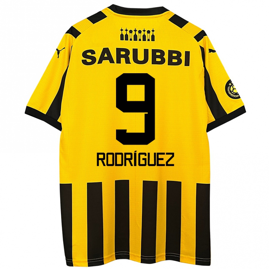 Kids Football Agustín Rodríguez #9 Yellow Black Home Jersey 2024/25 T-Shirt