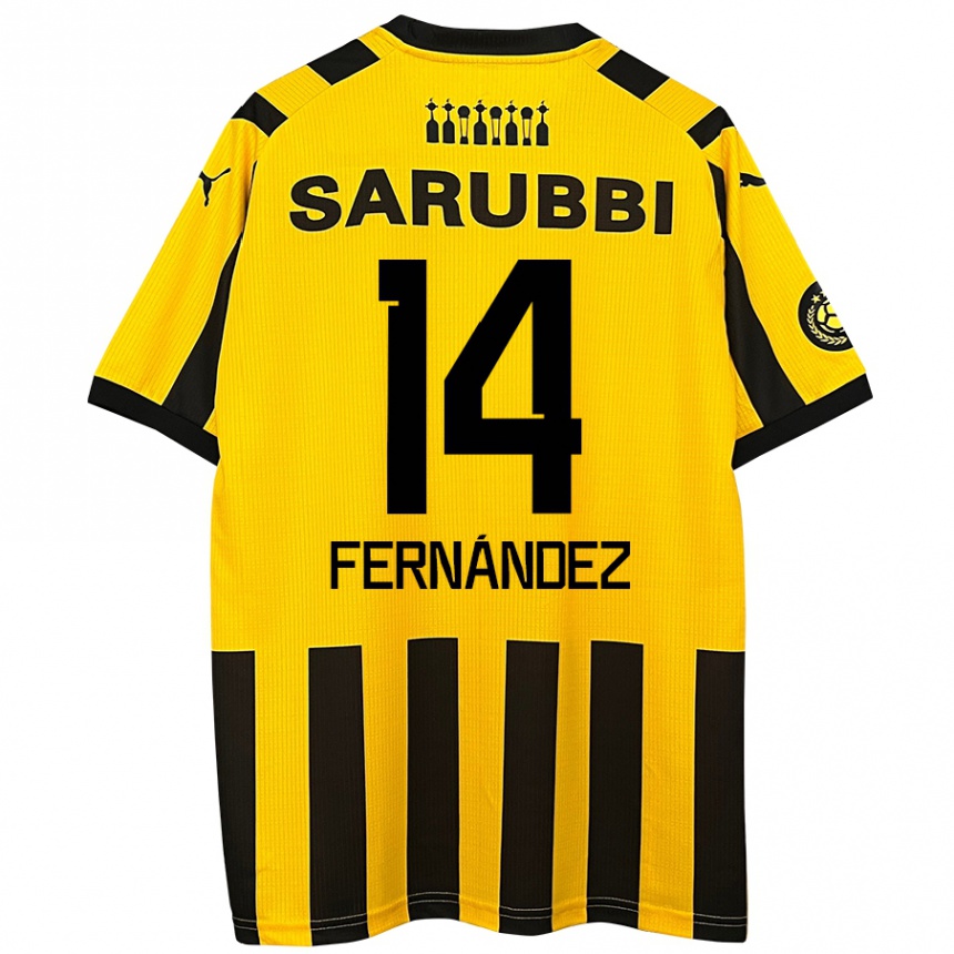 Kids Football Faustino Fernández #14 Yellow Black Home Jersey 2024/25 T-Shirt