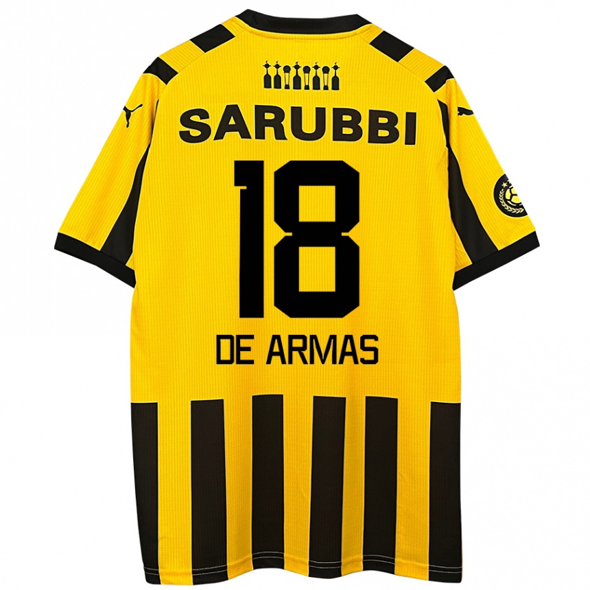 Kids Football Nahuel De Armas #18 Yellow Black Home Jersey 2024/25 T-Shirt