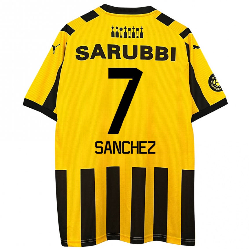 Kids Football Carlos Sánchez #7 Yellow Black Home Jersey 2024/25 T-Shirt