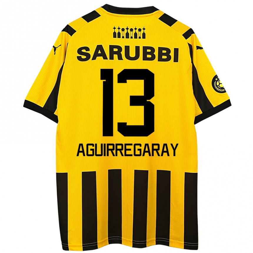 Kids Football Matías Aguirregaray #13 Yellow Black Home Jersey 2024/25 T-Shirt