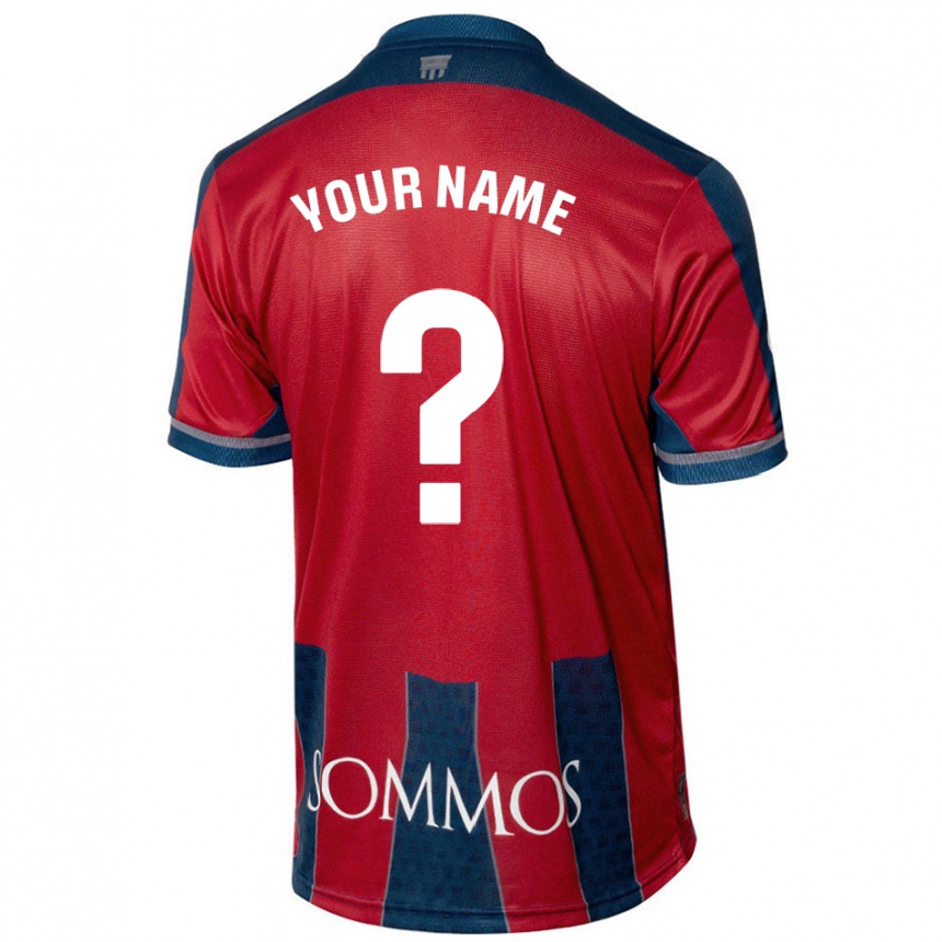 Kids Football Your Name #0 Red Blue Home Jersey 2024/25 T-Shirt