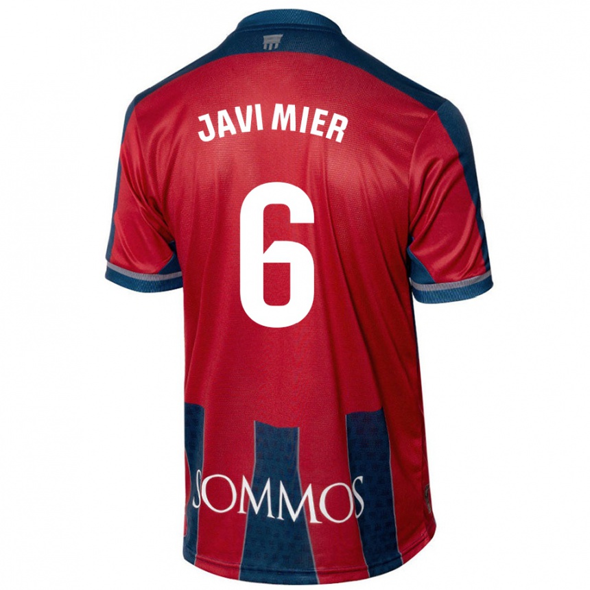 Kids Football Javi Mier #6 Red Blue Home Jersey 2024/25 T-Shirt