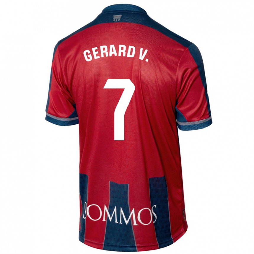 Kids Football Gerard Valentín #7 Red Blue Home Jersey 2024/25 T-Shirt