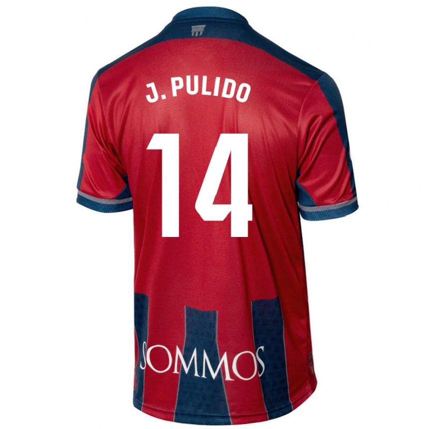 Kids Football Jorge Pulido #14 Red Blue Home Jersey 2024/25 T-Shirt