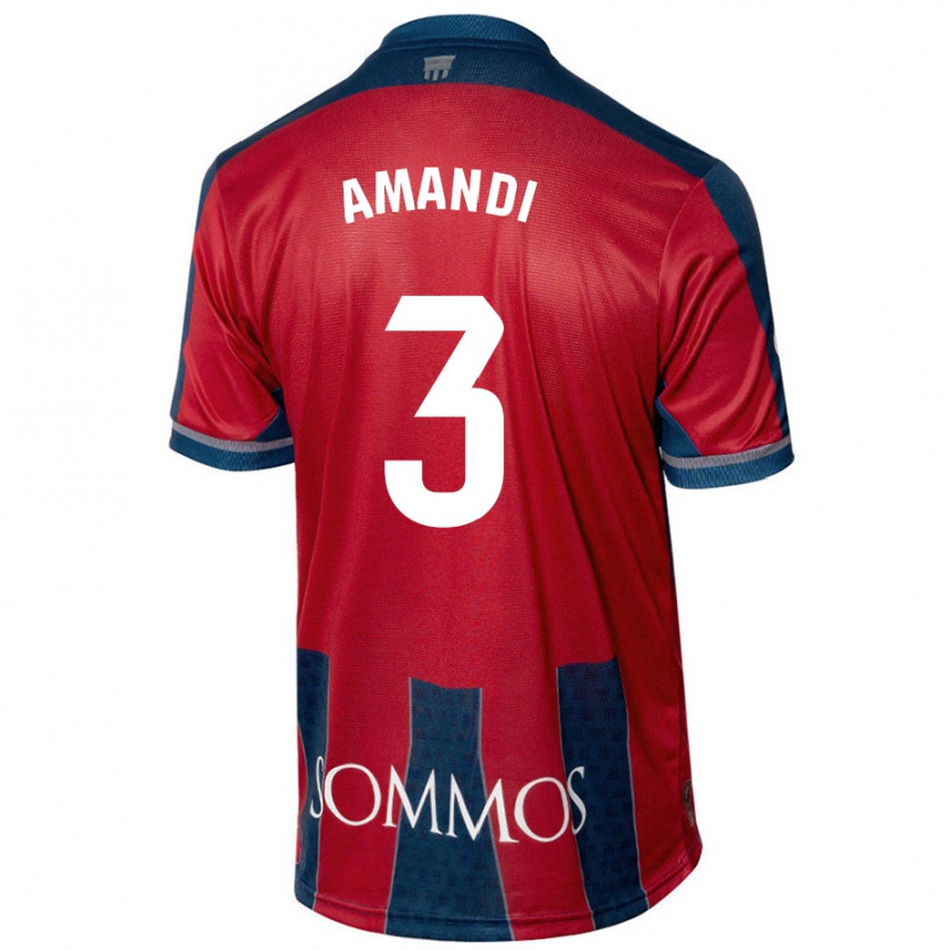 Kids Football Iván Amandi #3 Red Blue Home Jersey 2024/25 T-Shirt