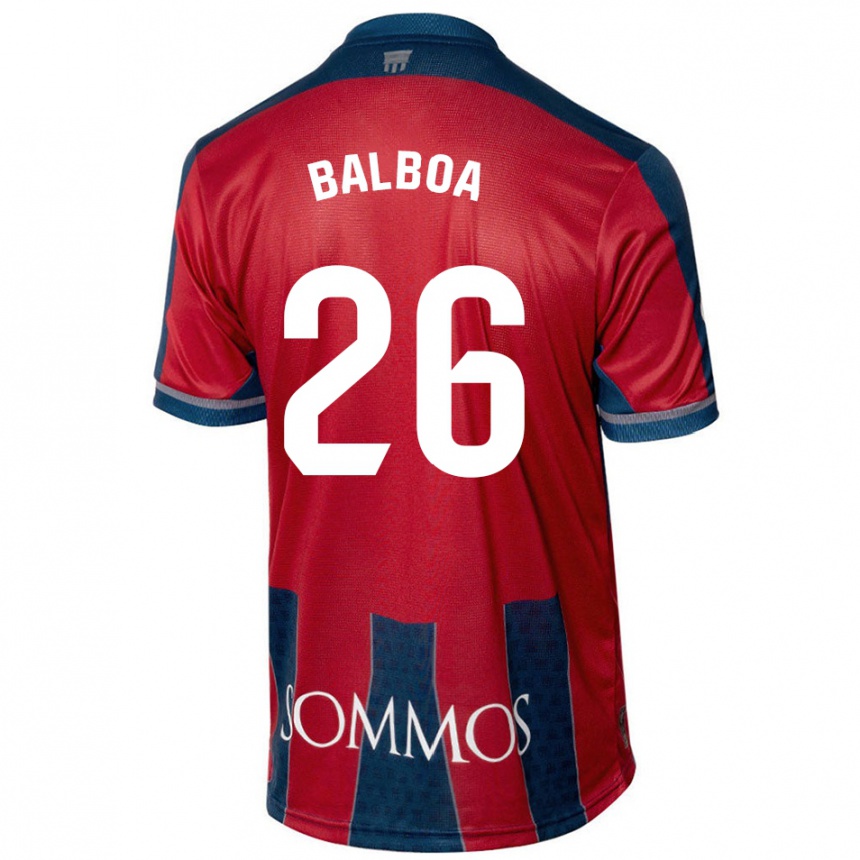 Kids Football Álex Balboa #26 Red Blue Home Jersey 2024/25 T-Shirt