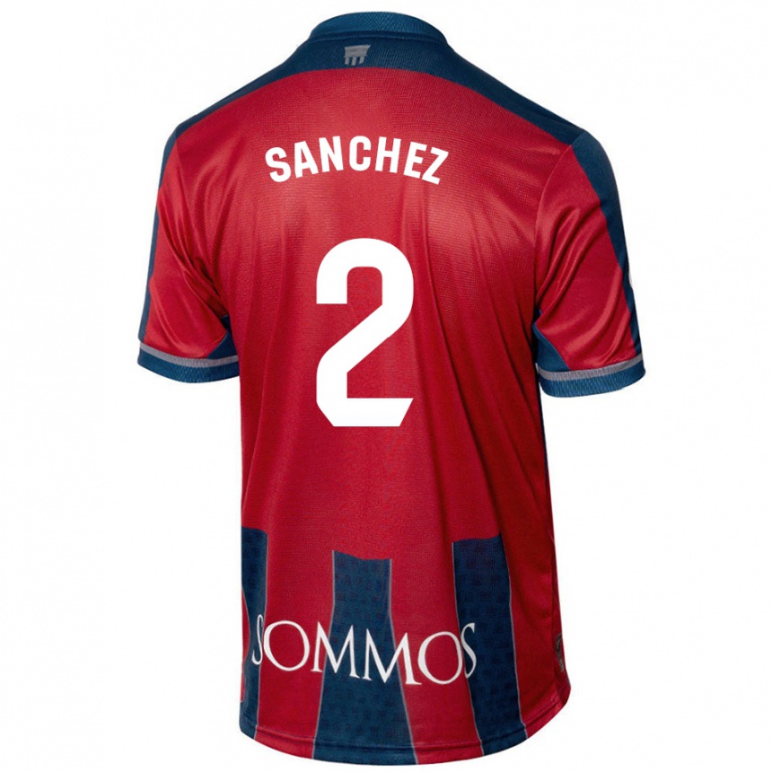 Kids Football Paz Sánchez #2 Red Blue Home Jersey 2024/25 T-Shirt