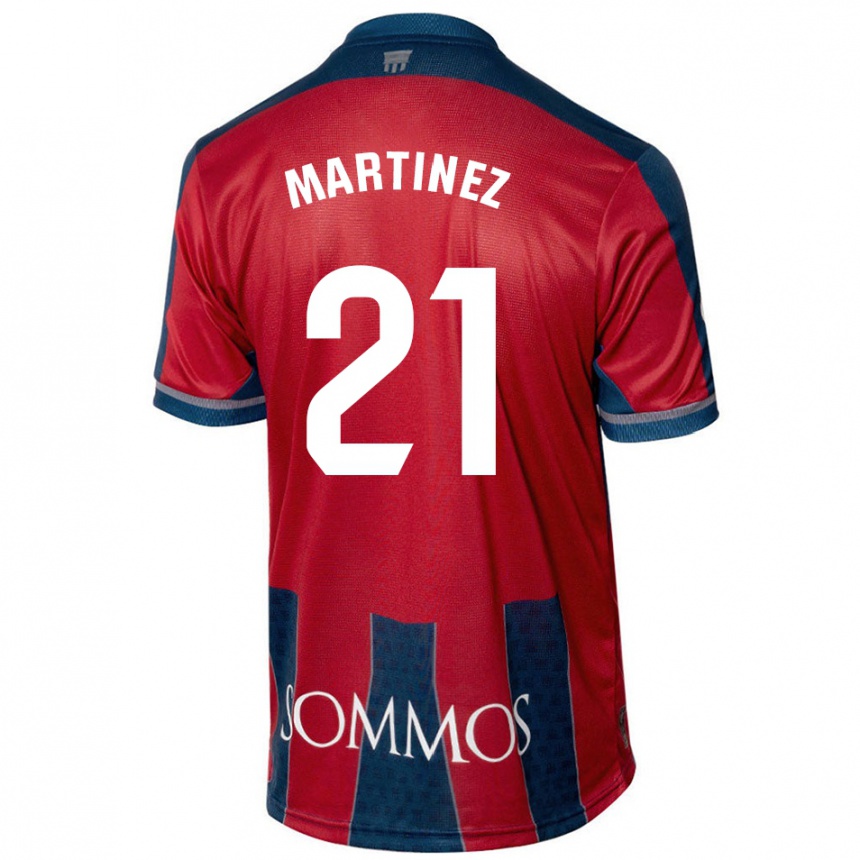 Kids Football Alejandra Martínez #21 Red Blue Home Jersey 2024/25 T-Shirt